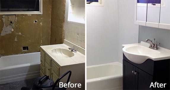 Michelle and Justin's bathroom before and after renovation | Photo courtesy of Michelle Arnold