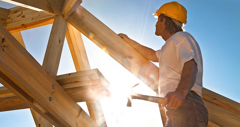 Construction worker on new building scaffolding © sculpies/Shutterstock.com